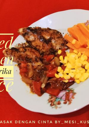Foto resep 38. Grilled black pepper chicken steak with paprika sauce