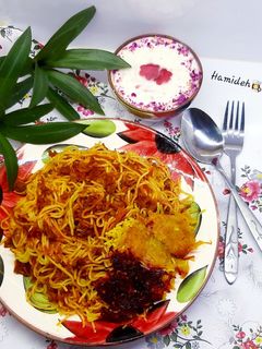 عکسی از دستور ماکارونی با هویج و لبو🥰