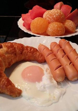 รูปของ Breakfast แบบไม่ใช้น้ำมัน (หวังว่าจะผอมเนอะ) 😁😁😁