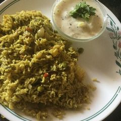 A picture of Coriander Rice (using organic semi brown rice).