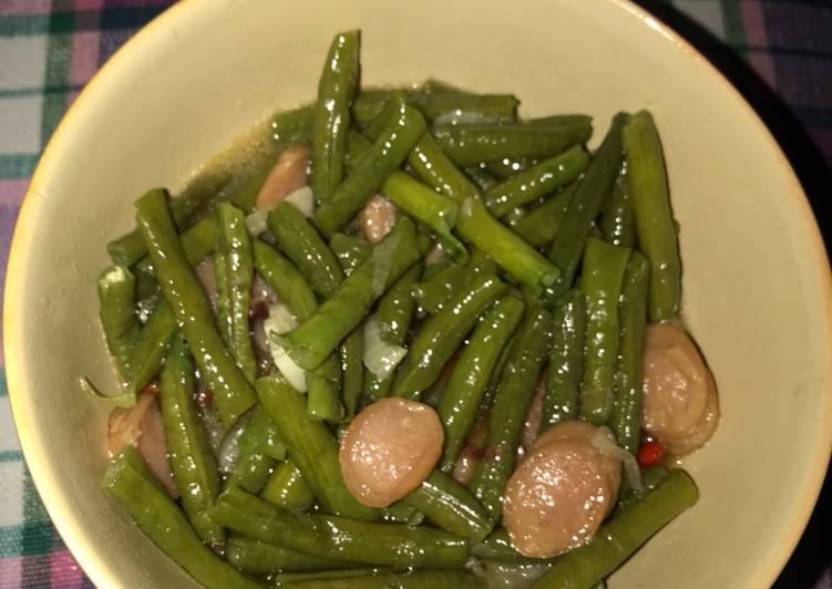 Oseng kacang panjang + sosis