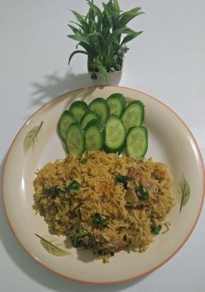 A picture of Chicken pulao.