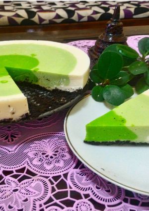 Foto resep Green Tea Gradient Cheesecake