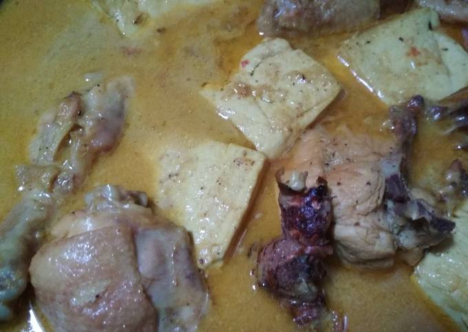 Opor tahu daging ayam resep mertua