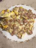 Revuelto de picada de ternera con queso “en un pis-pas”
