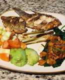 Pescado al ajillo con champiñones