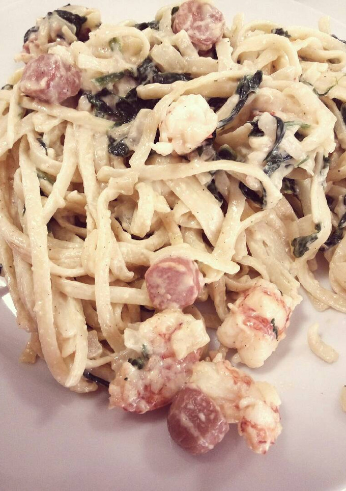Una foto de Pasta Alfredo a mi manera