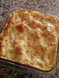 Lasaña de merluza y gambas con bechamel en Thermomix