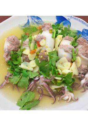 รูปของ หมึกไส้แตกนึ่งมะนาว 🦑🌶