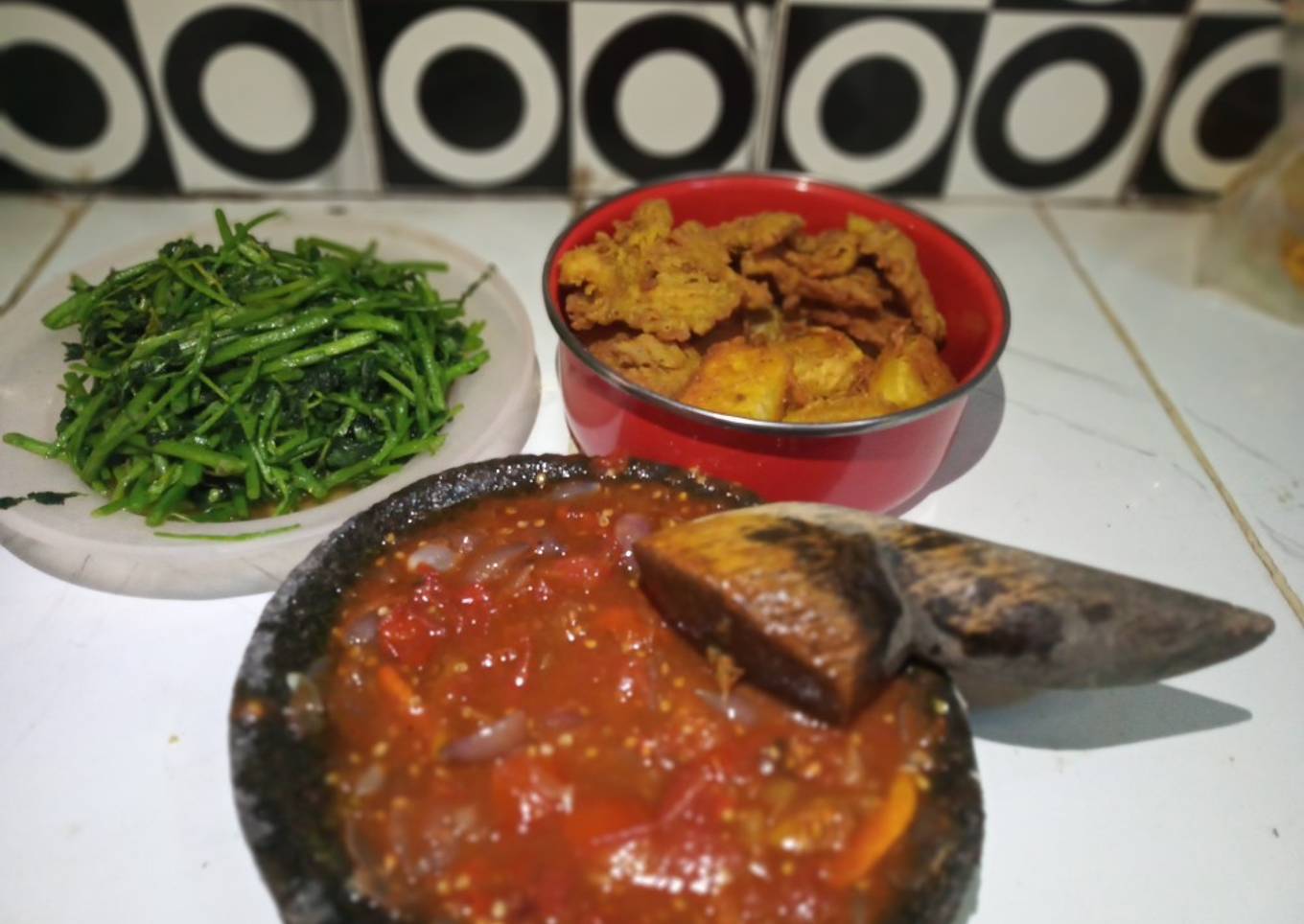 Sambel Selada Air, Jamur & Tahu Goreng Tepung (2)
