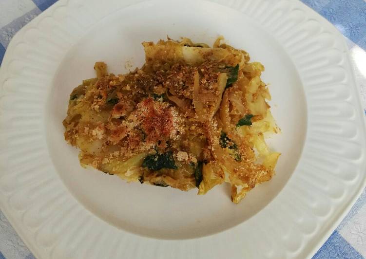 Repollo gratinado con kale y patata