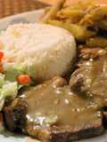 Chuleta en salsa de durazno