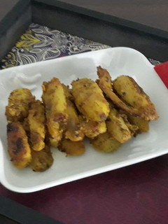 A picture of Taro Roots or Arvi Sabji.