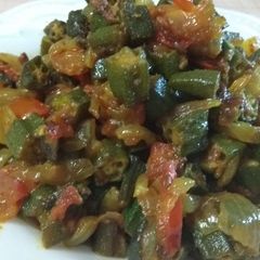 A picture of Onion-Bhindi (okra) Sabji.
