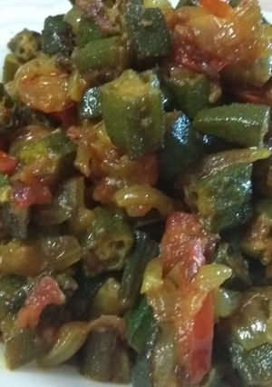A picture of Onion-Bhindi (okra) Sabji.