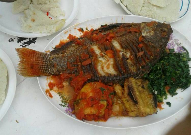 Recipe of Fried Fish with Sautéed Kales Award-winning