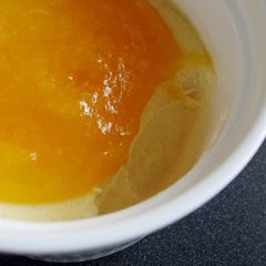 A picture of Baked Cream Cheese Custard with Apricot Sauce.