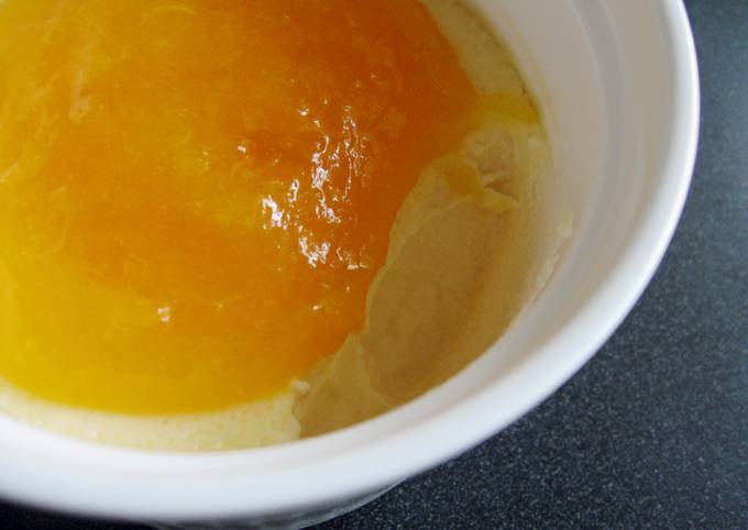 Baked Cream Cheese Custard with Apricot Sauce