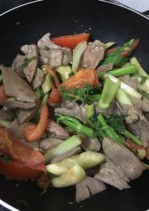 Hình của món Gan xào thập cẩm.