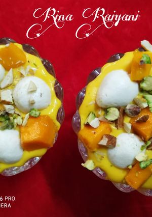 મેંગો ક્રિમ પ્લાઝા વિથ અંગુર (Mango Cream Plaza With Angoor Recipe In Gujarati) રેસીપી મુખ્ય ફોટો