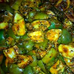 A picture of Homemade mango pickle.
