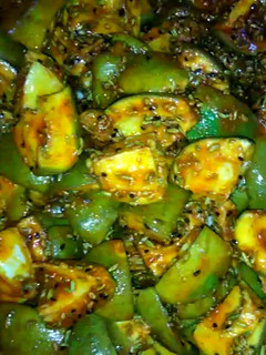 A picture of Homemade mango pickle.