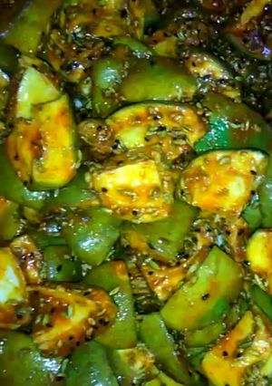 A picture of Homemade mango pickle.