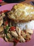 Chicken Basil Stir-Fry with Fried Egg