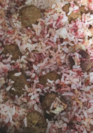 عکسی از دستور سماق پلو با گوشت قلقلی
