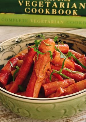Hình của món Măng le kho nước tương (thuần chay).
