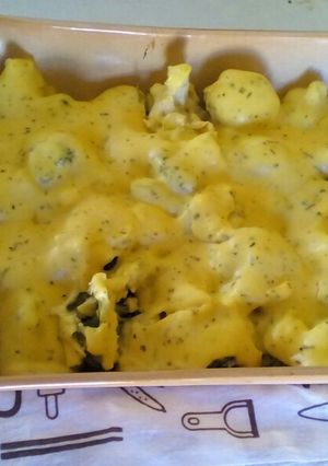A picture of Broccoli and Cauliflower Bake with White Sauce Topping.