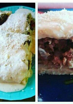 Una foto de Crepes de carne con salsa blanca