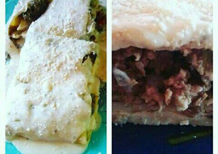 Crepes de carne con salsa blanca