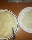 Mote de queso con arroz blanco