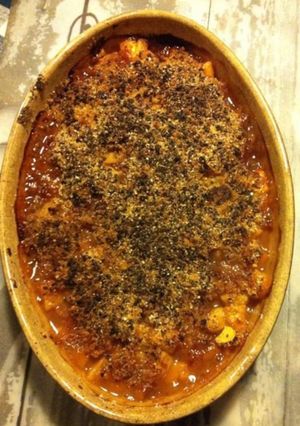Une photo de Crumble poires figues et bananes