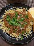 Espagueti con carne molida en chipotle