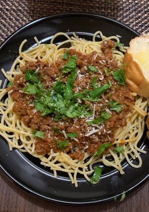 Una foto de Espagueti con carne molida en chipotle