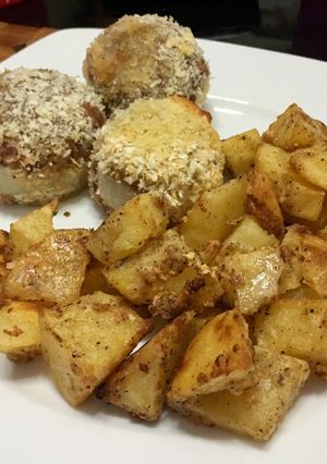 Foto resep Chicken stuffed union ring & potato Parmesan