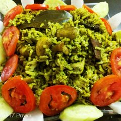 A picture of Dawat basmati brown rice mushroom spinach veg biryani.