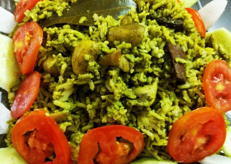 Recipe of Ultimate Dawat basmati brown rice mushroom spinach veg biryani