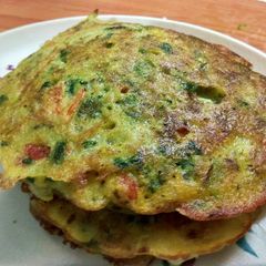 Rice and vegetables pancakes A picture of Rice and vegetables pancakes.