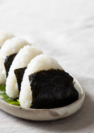 A picture of Basic Japanese Shio Onigiri (Salted Rice Balls).