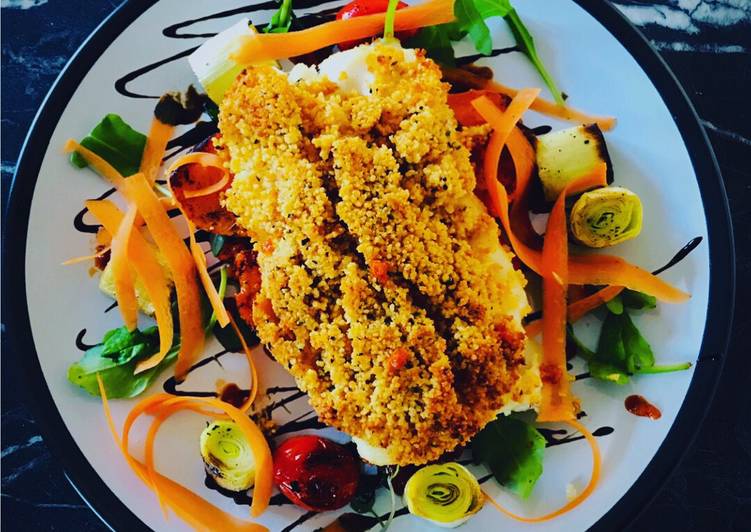 Easiest Way to Prepare Super Quick Homemade Smoked Paprika +Thyme Couscous Crumbed Cod Loin