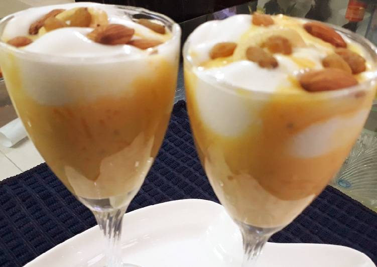 Recipe of Speedy Mango Faluda with vanilla icecream