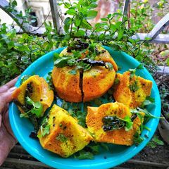 A picture of Sour & Sweet Coriander Dhokla.
