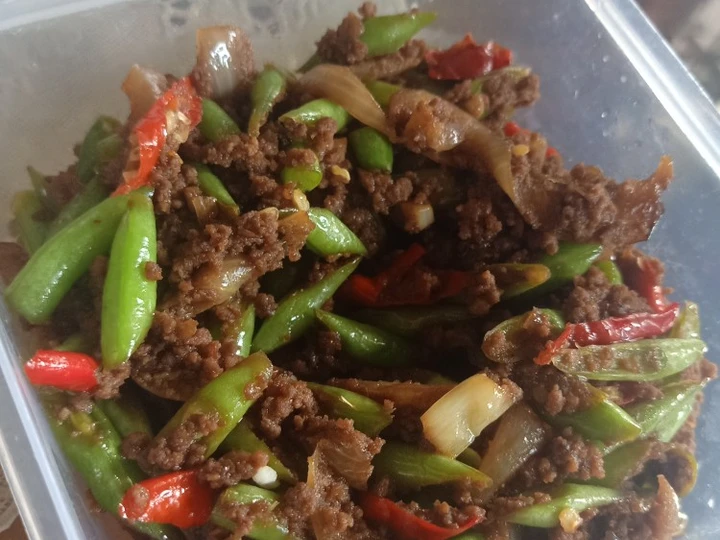Langkah Gampang Menyiapkan Resep  Tumis buncis daging cincang lada hitam yang Lezat, Bisa Manjain Lidah