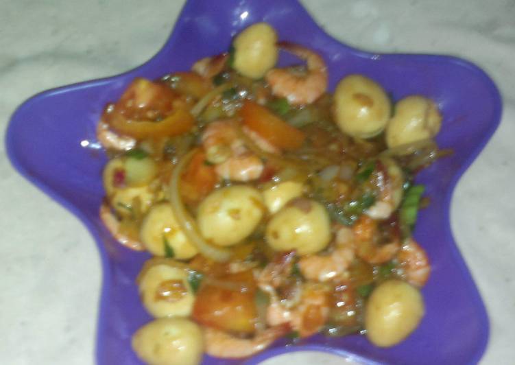 Udang Mix Telur Puyuh Saus Tiram