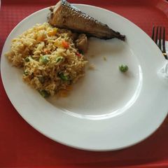 Fried rice with fried fish A picture of Fried rice with fried fish.