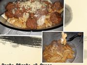 Una foto de pasta penne con carne molida