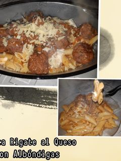 Una foto de Pasta Rigate al Queso C/ Albóndigas